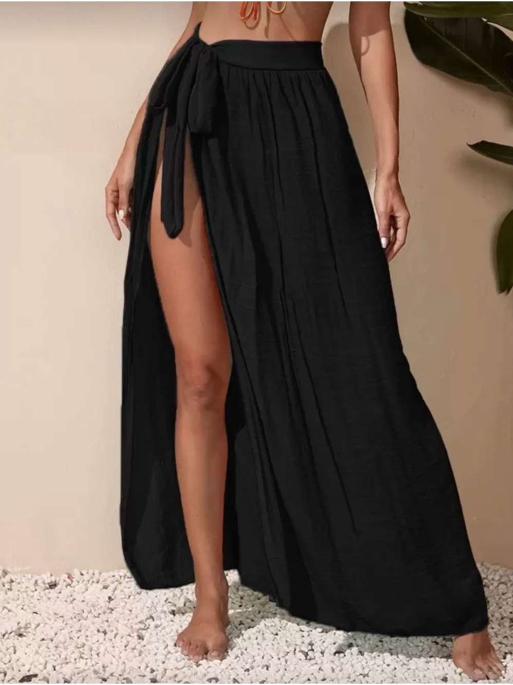 Side Tie Cover-Up Maxi Skirt